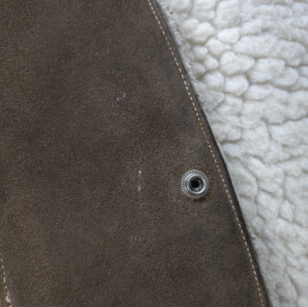 Vintage Western Leather Suede Vest 70s Faux Shearling 1970s Patchwork Distressed - Picture 16 of 16